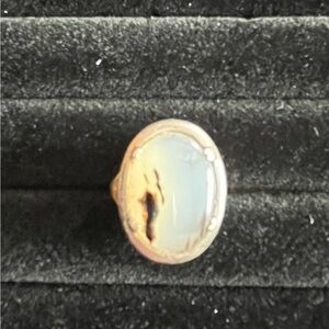 Vintage Oval Montana Moss Agate Silver Ring